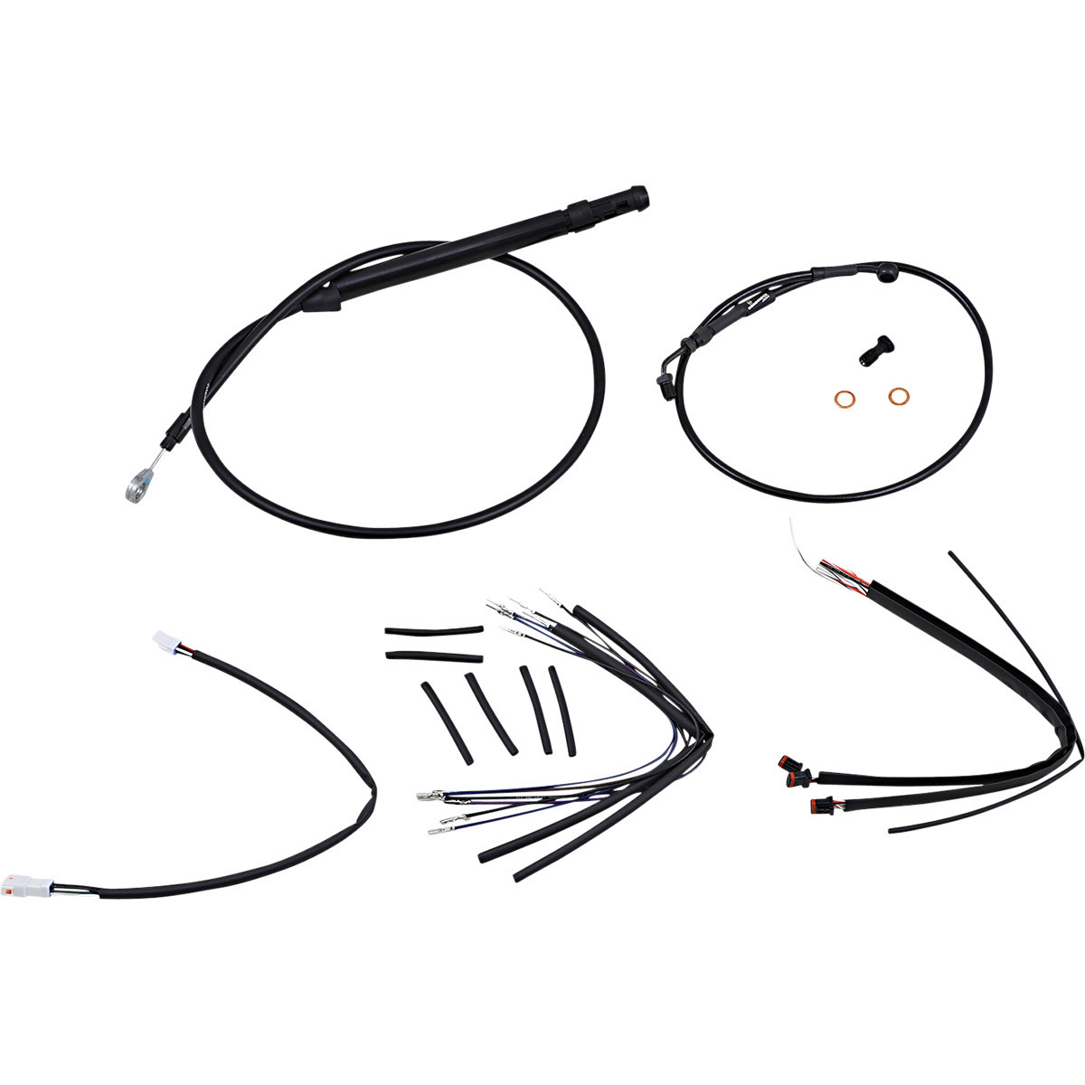 Burly Brand #B30-1240 - Handlebar Cable/Brake Line Kit for Burly Ape Handlebars - 14" Gorilla - Softail/Touring - Black