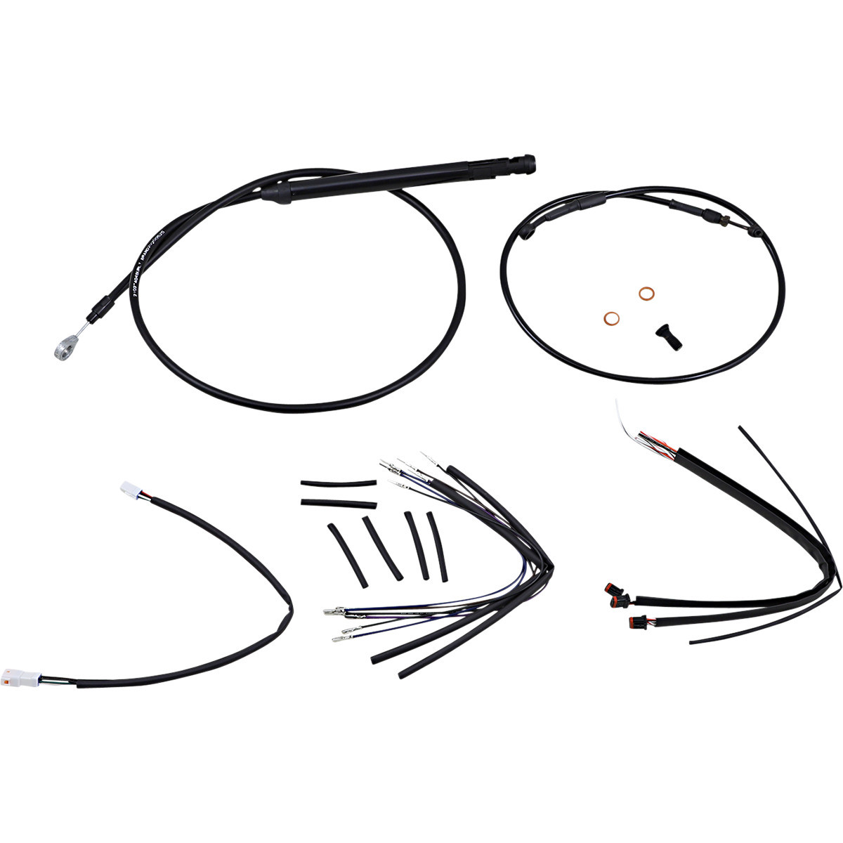 Burly Brand #B30-1242 - Handlebar Cable/Brake Line Kit for Burly Ape Handlebars - 18" Gorilla - Softail/Touring - Black
