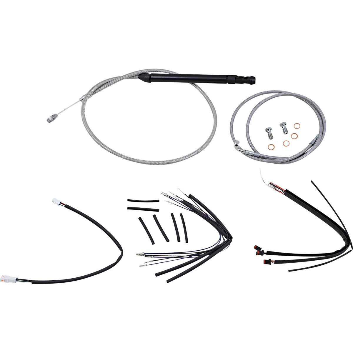 Burly Brand #B30-1249 - Handlebar Cable/Brake Line Kit for Burly Ape Handlebars - 14" Gorilla - FLSL - Stainless