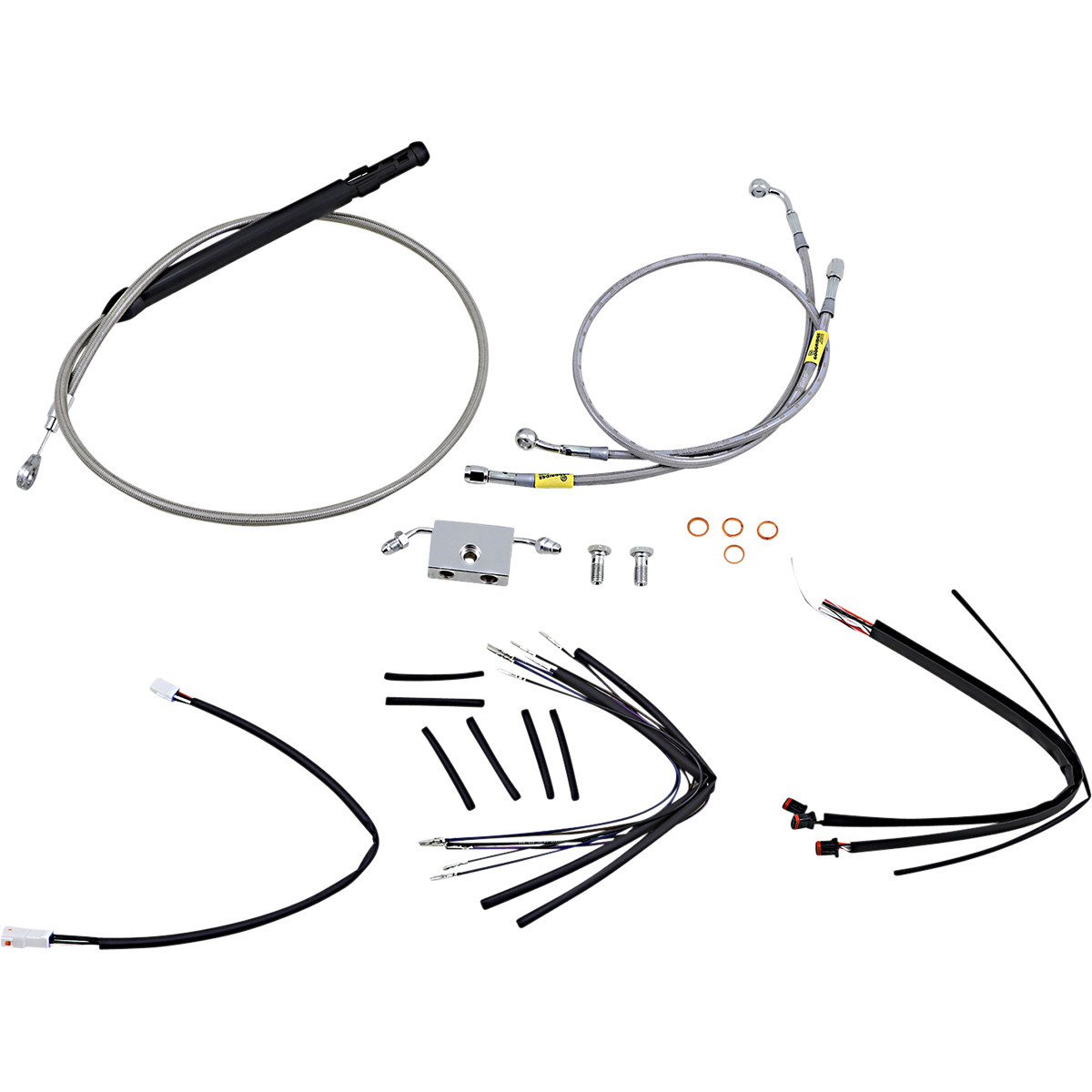 Burly Brand #B30-1243 - Handlebar Cable/Brake Line Kit for Burly Ape Handlebars - 14" Gorilla - Softail/Touring - Stainless