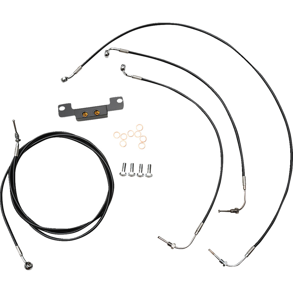 LA Choppers #LA-8056KT-08B - Standard Black Vinyl Handlebar Cable/Brake Line Kit - Stock Ape Hangers - '21-'22 FLH
