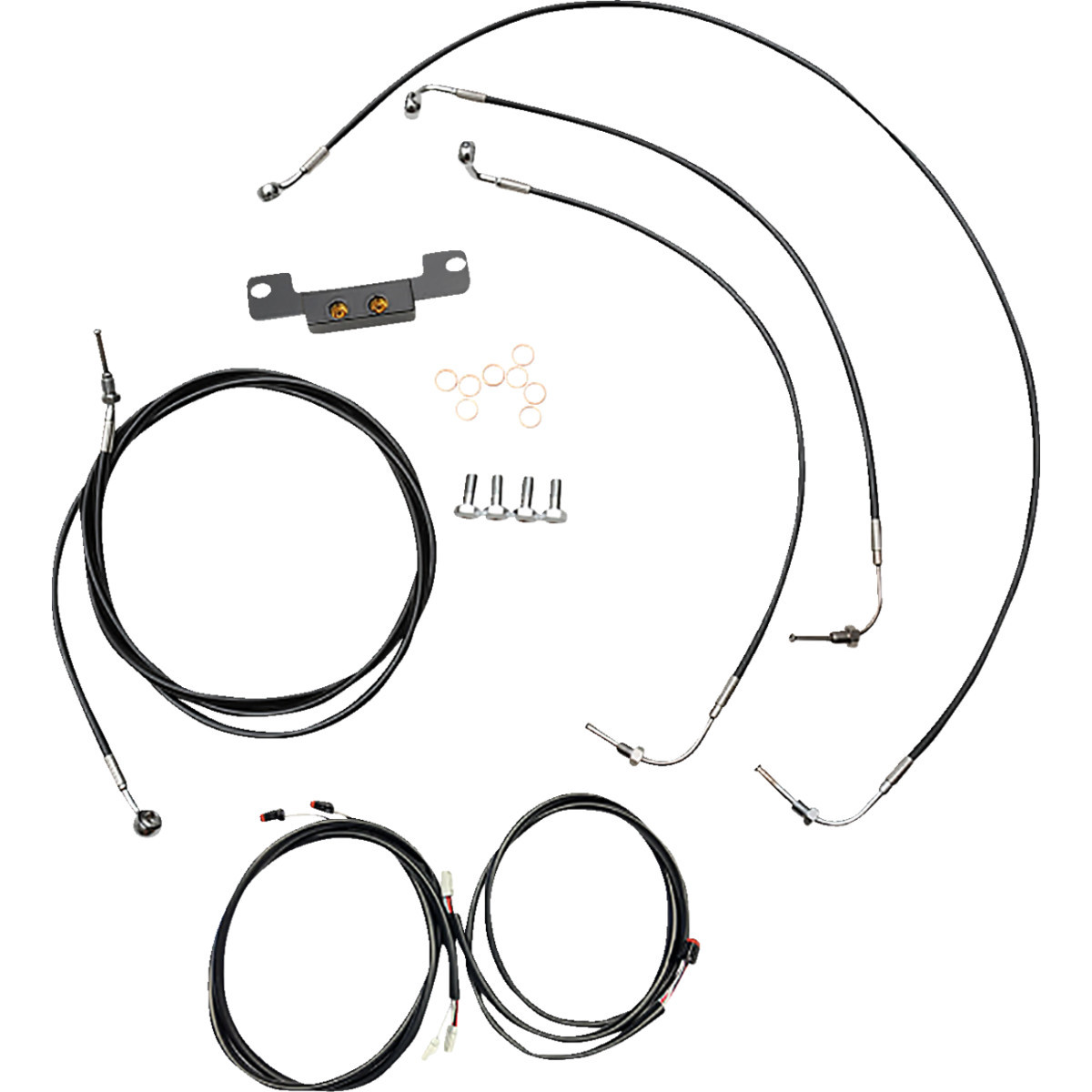 LA Choppers #LA-8056KT3-08B - Complete Plug-and-Play Cable Kit - Stock Handlebars - '21-'22 FLH - ABS - Black