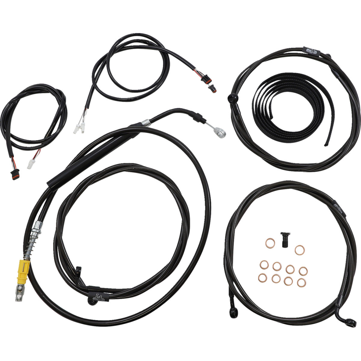 LA Choppers #LA-8056KT3-13M - Complete Plug-and-Play Cable Kit - 12" - 14" Handlebars - '21-'22 FLH - ABS - Midnight