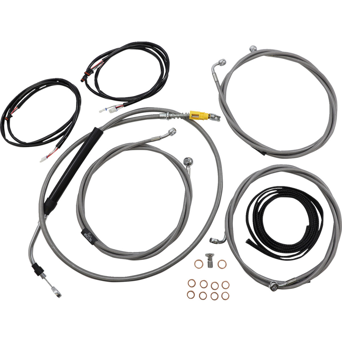 LA Choppers #LA-8056KT3-19 - Complete Plug-and-Play Cable Kit - 18" - 20" Handlebars - '21-'22 FLH - ABS - Stainless