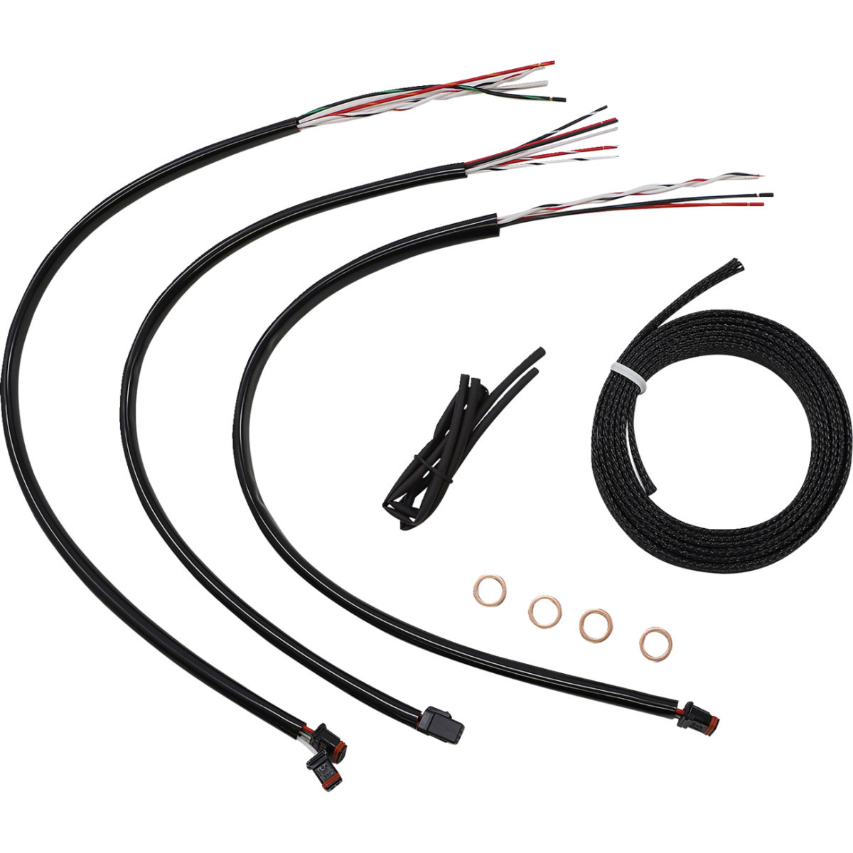 LA Choppers #LA-8156KT2-16 - Complete Stainless Braided Handlebar Cable/Brake Line Kit - 15"-17" Handlebars - '18-'22 Softail