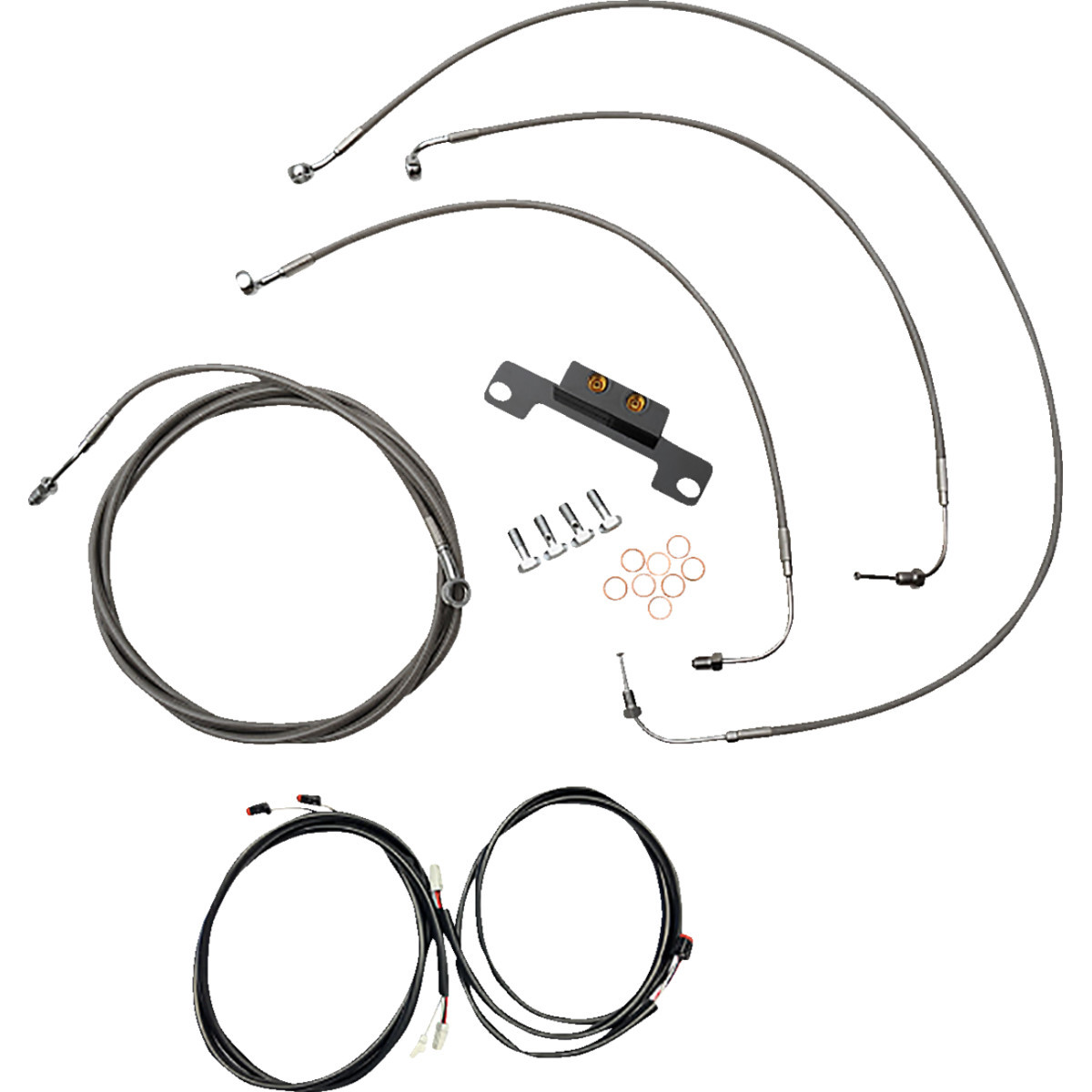 LA Choppers #LA-8056KT3-08 - Complete Plug-and-Play Cable Kit - Stock Handlebars - '21-'22 FLH - ABS - Stainless