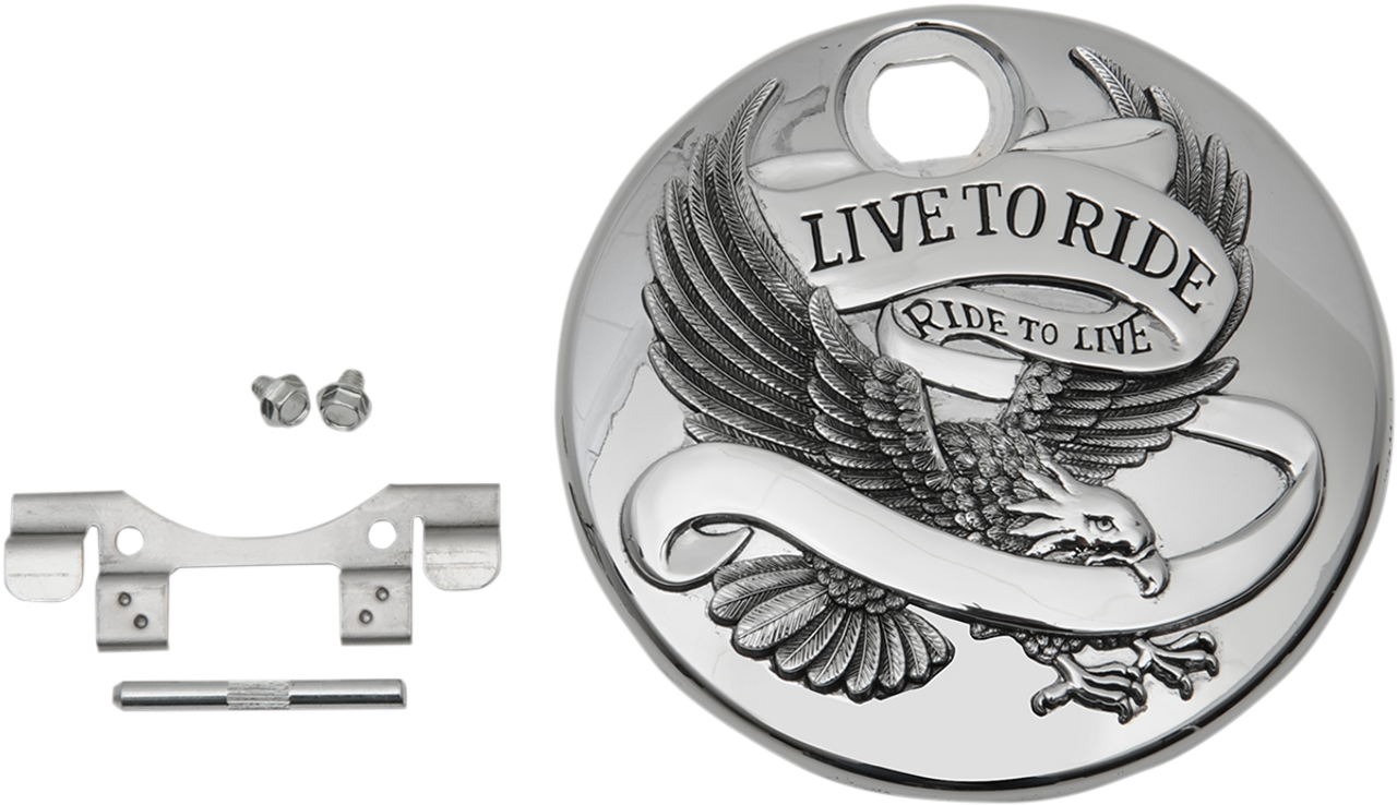 Drag Specialties "Live to Ride" Console Door - Chrome