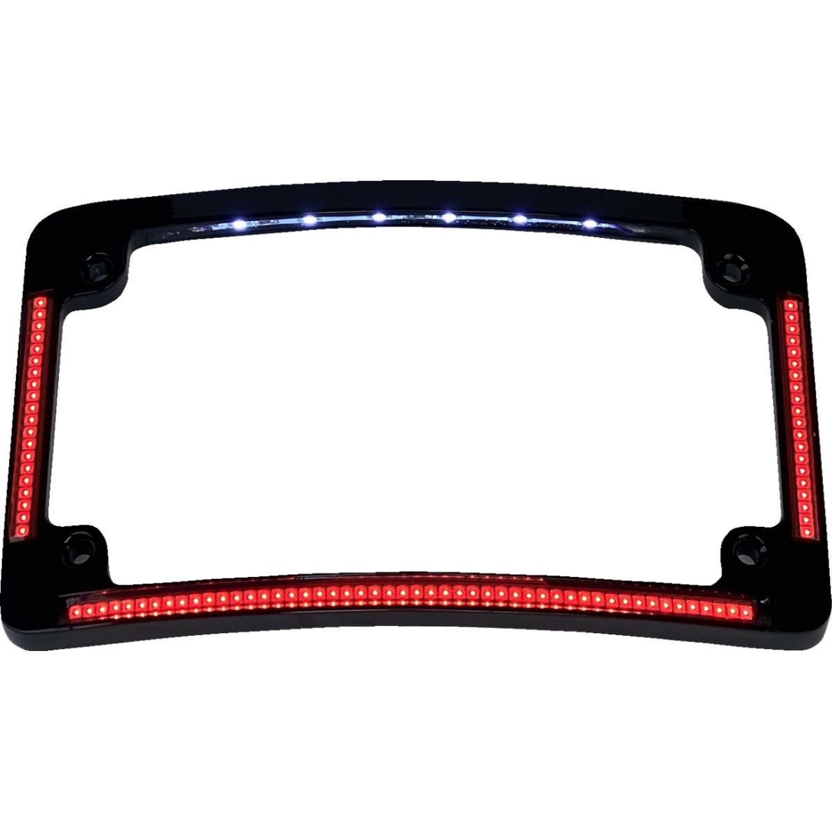 Custom Dynamics #TF08-B - License Plate Frame - Red/White LED - Gloss Black