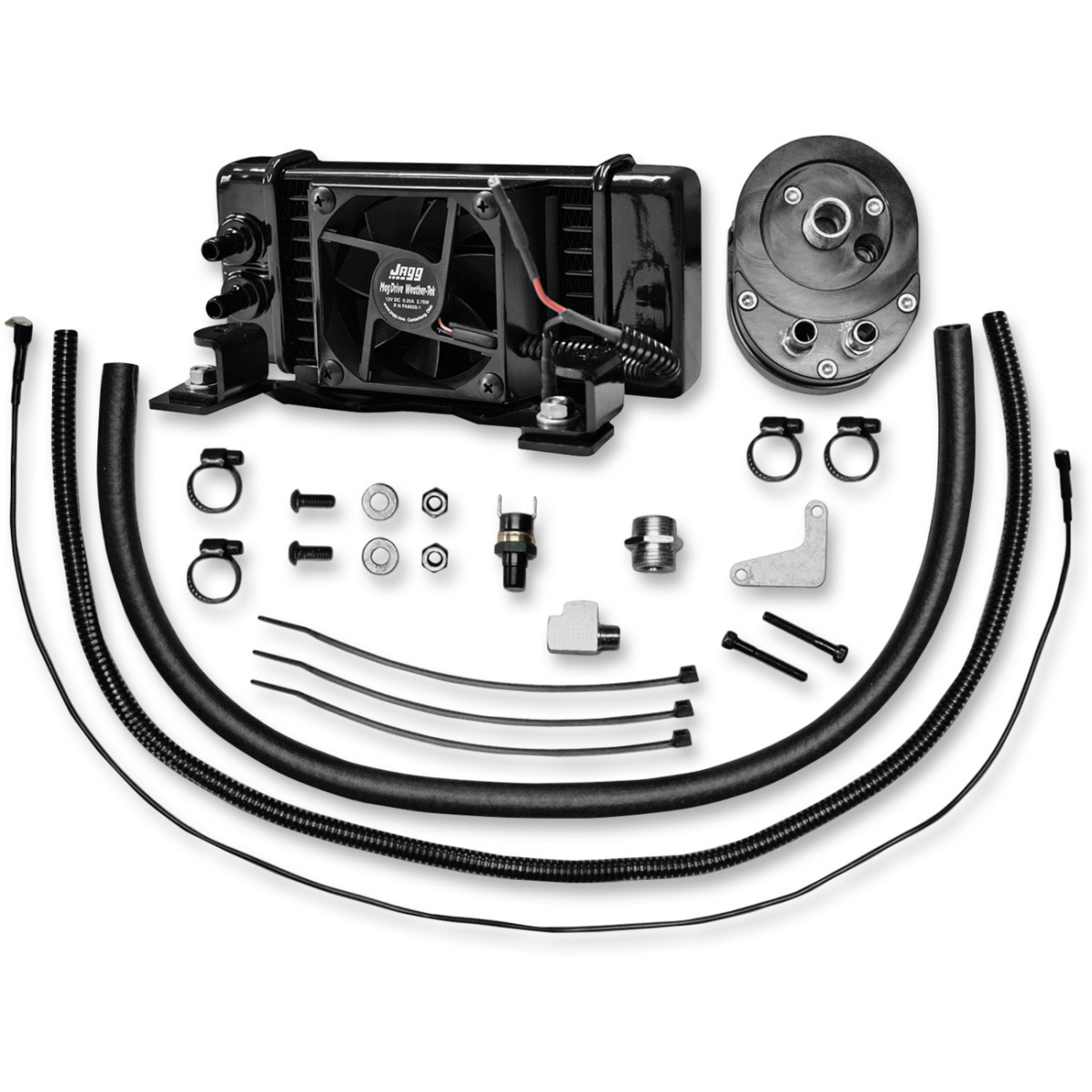 Jagg OIL Coolers #751-FP2300-0323 - Fan-Assisted Oil Cooler Kit - Low Mount - Touring