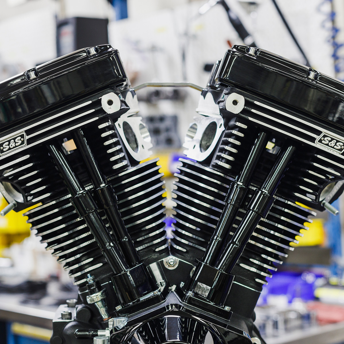S&S Cycle #310-1158 - V124 Long Block Engine - Black Edition - Big Twin | Custom Chasis w/Alternator-Style Primary