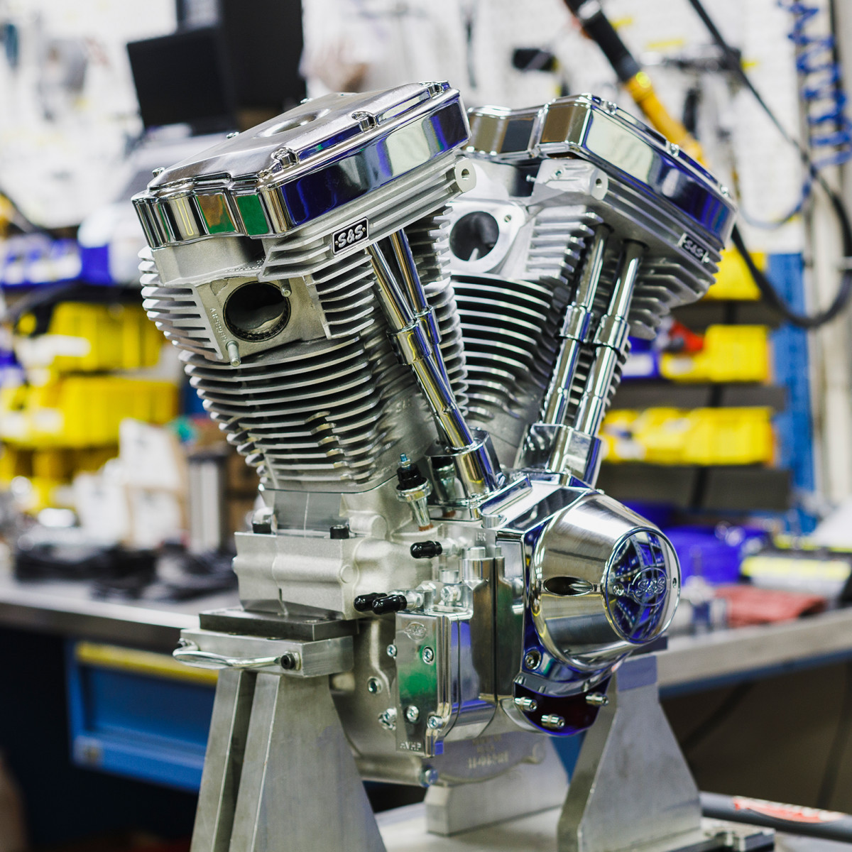 S&S Cycle #310-1160 - V124 Long Block Engine - Chrome/Natural - Big Twin | Custom Chasis w/Alternator-Style Primary