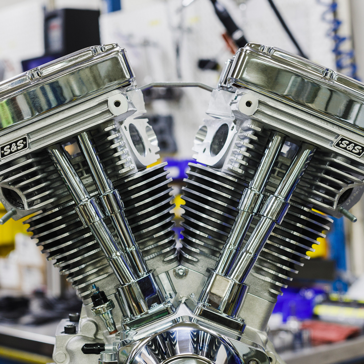 S&S Cycle #310-1160 - V124 Long Block Engine - Chrome/Natural - Big Twin | Custom Chasis w/Alternator-Style Primary