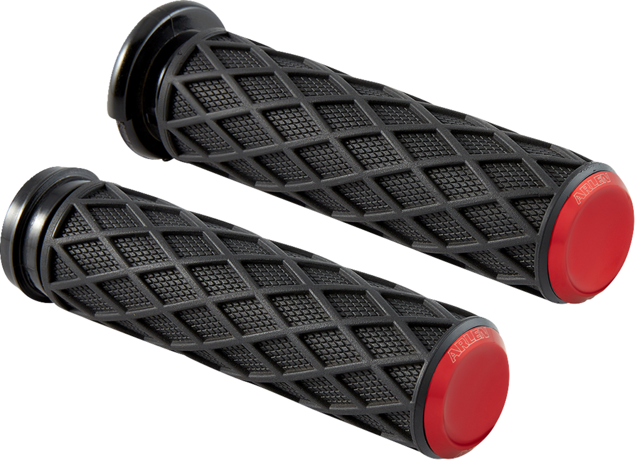 Arlen Ness #500-017 Diamond Grips - TBW - Red