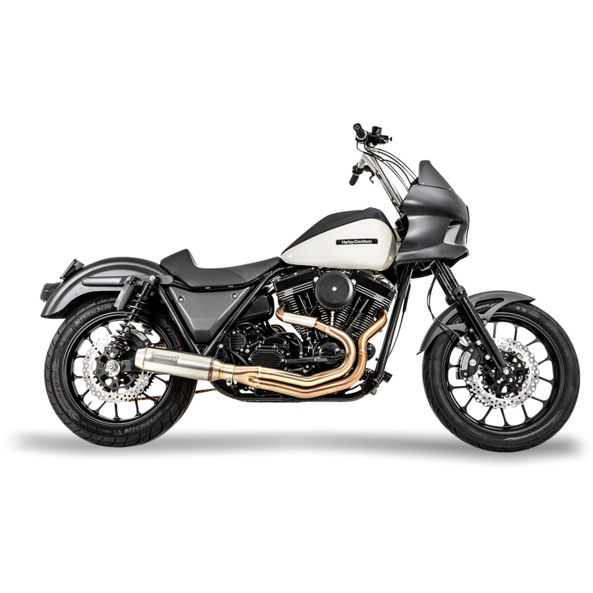 Bassani Xhaust #1FXR3SS - 2-into-1 Exhaust System with Super Bike 4" Muffler - Stainless Steel
