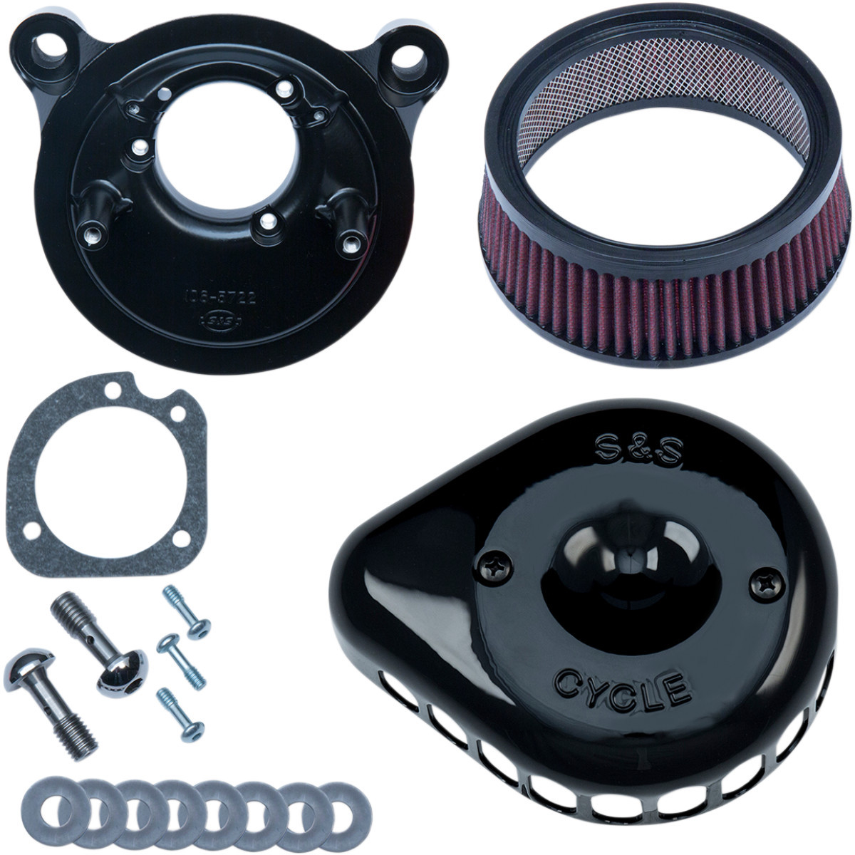 S&S Cycle #170-0442 - Mini Teardrop Stealth Air Cleaner Kit - Gloss Black