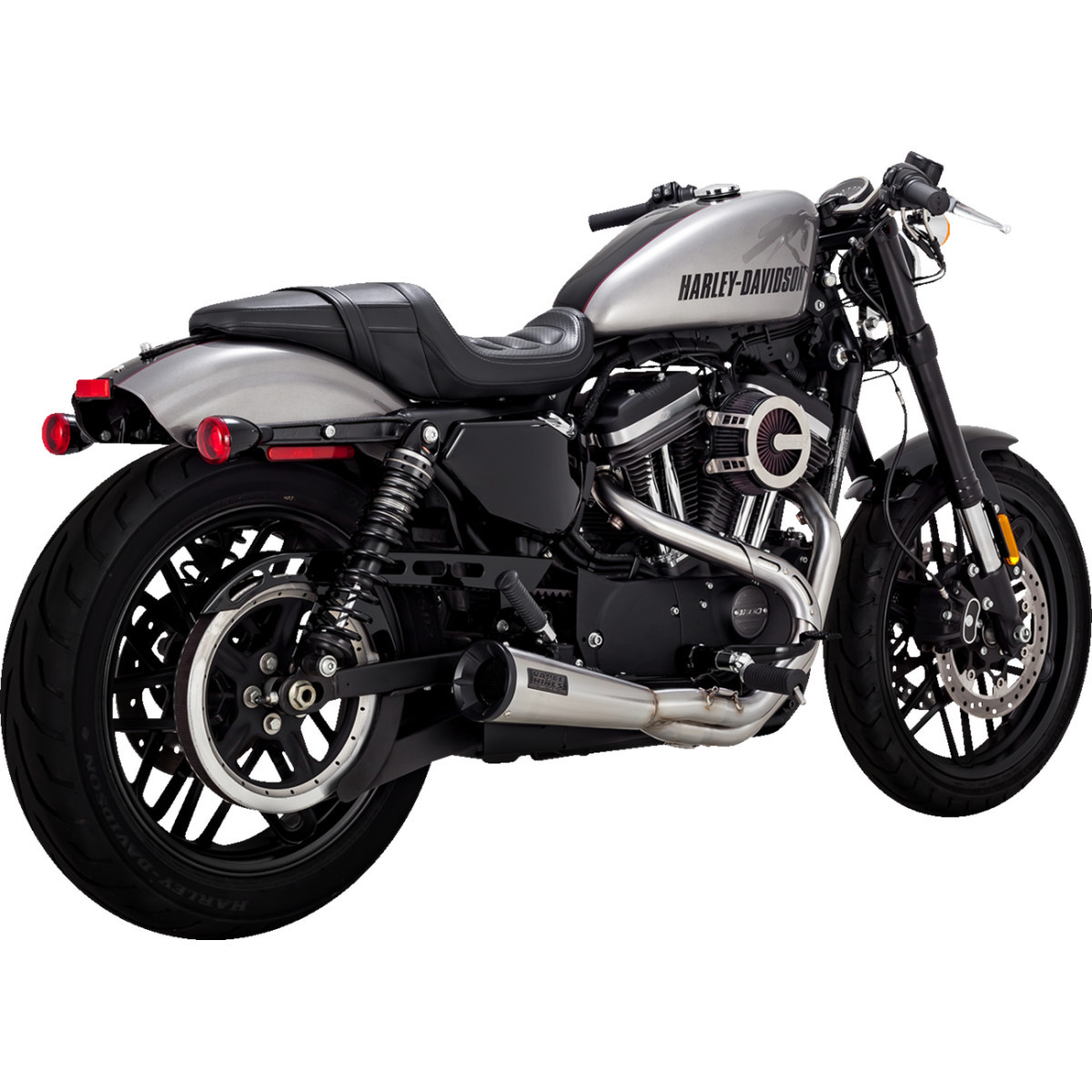 Vance & Hines #27637 - 2-into-1 Upsweep Exhaust System - Stainless Steel