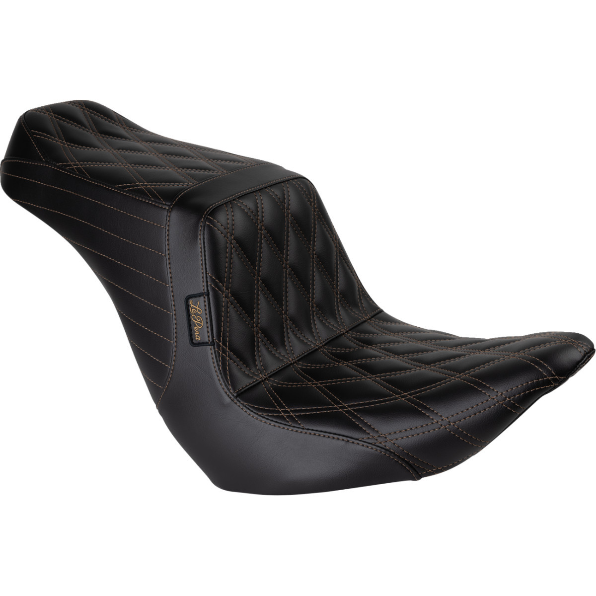 LE Pera #LYRU-580DD-CHET - Tailwhip Up Front Seat - Double Diamond w/ Chestnut Thread - Black - FLSB/FXLR '18-'24