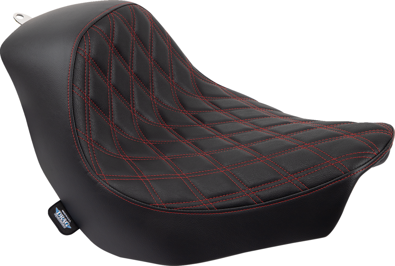 Drag Specialties #0802-1515 - Solo Seat - Double Diamond - Red Stitching - FL/FX '18-'23