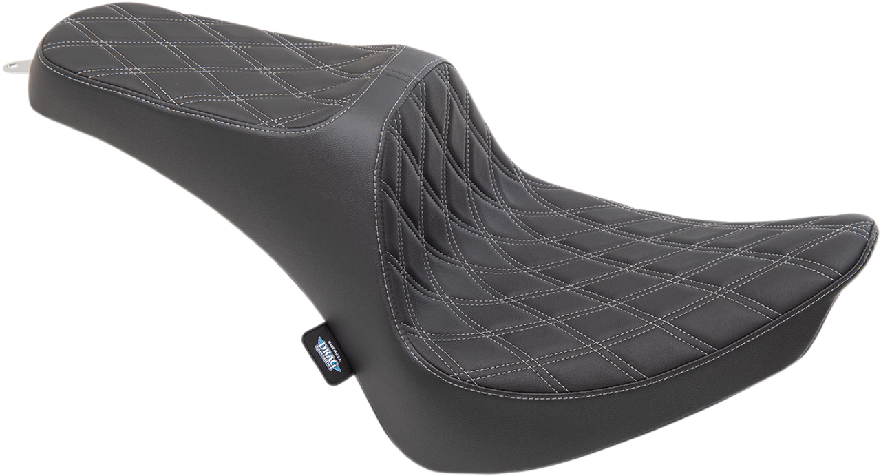 Drag Specialties #0802-1360 - Predator III Seat - Double Diamond - Silver Stitching - FX/FL '00-'17