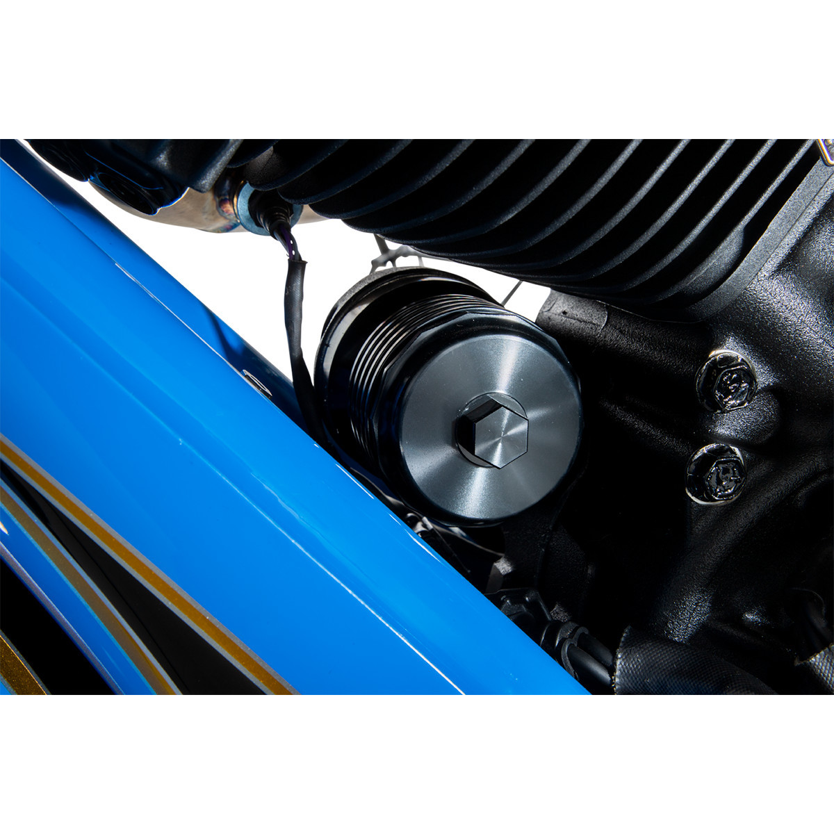 PC Racing #PCS4B - Flo® "Spin-On" Oil Filter - Black Anodized - Aprilia/BMW/Buell/H-D/Moto Guzzi/Yamaha