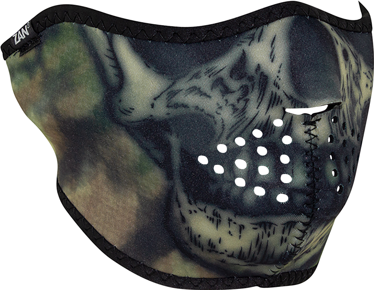 Zan Headgear Half Mask - Woodland Camo Tie Dye Skull