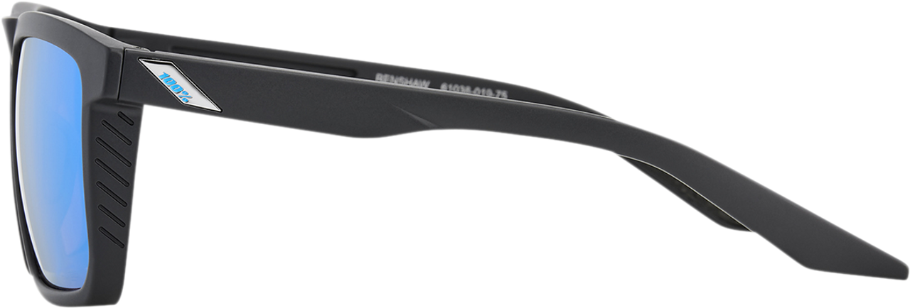 100% Renshaw Sunglasses - Matte Black - HiPER Blue Mirror