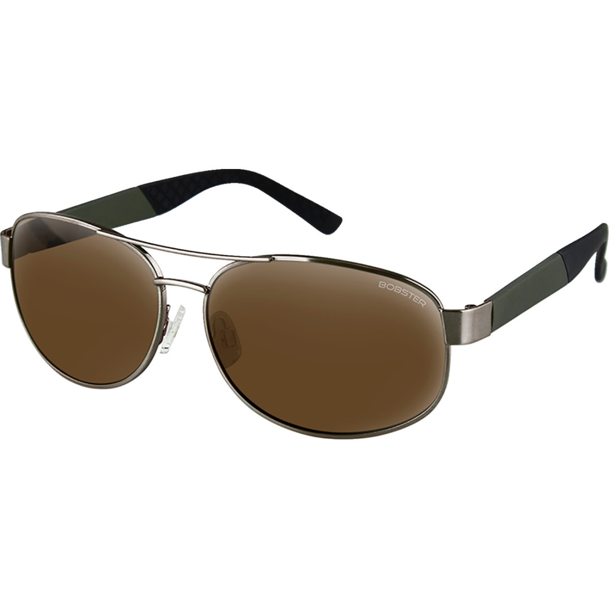 Bobster #BCOM102HD - Commandant Sunglasses - Matte Metallic Olive Brushed Bronze - Brown Silver Mirror Lens