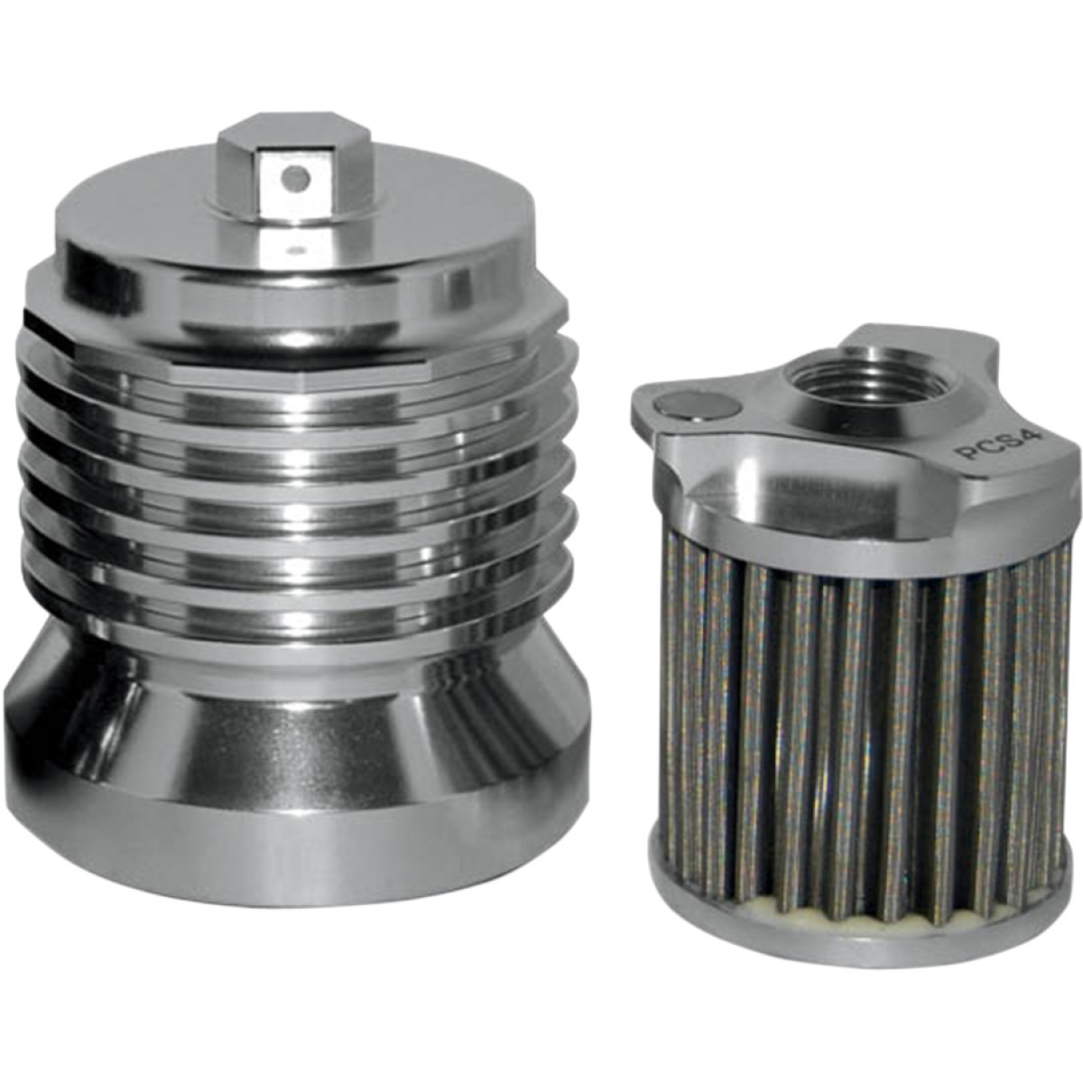 PC Racing #PCS4C - Flo® "Spin-on" Oil Filter - Polished Aluminum - Aprilia/BMW/Buell/H-D/Moto Guzzi/Yamaha