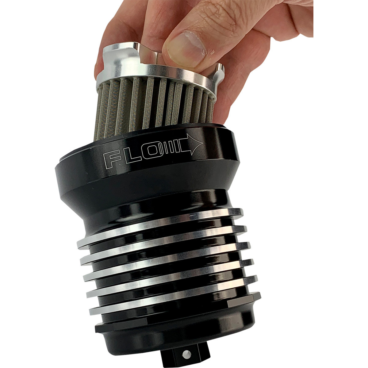 PC Racing #PCS1BC - Flo® "Spin-On" Oil Filter - Black with Cooling Fins