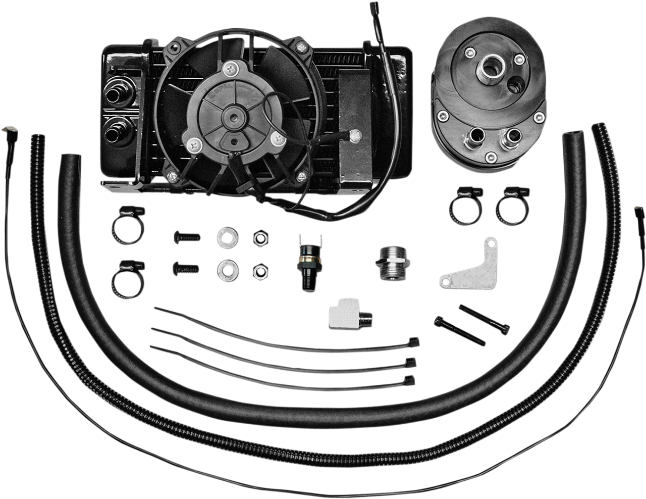 10-Row Low-Mount Oil Cooler Kit with Fan