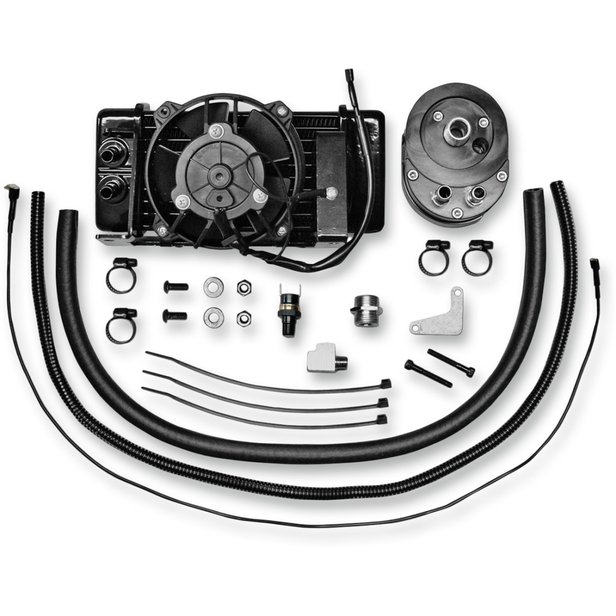 Jagg OIL Coolers #751-FP2400 - 10-Row Low-Mount Oil Cooler Kit with Fan
