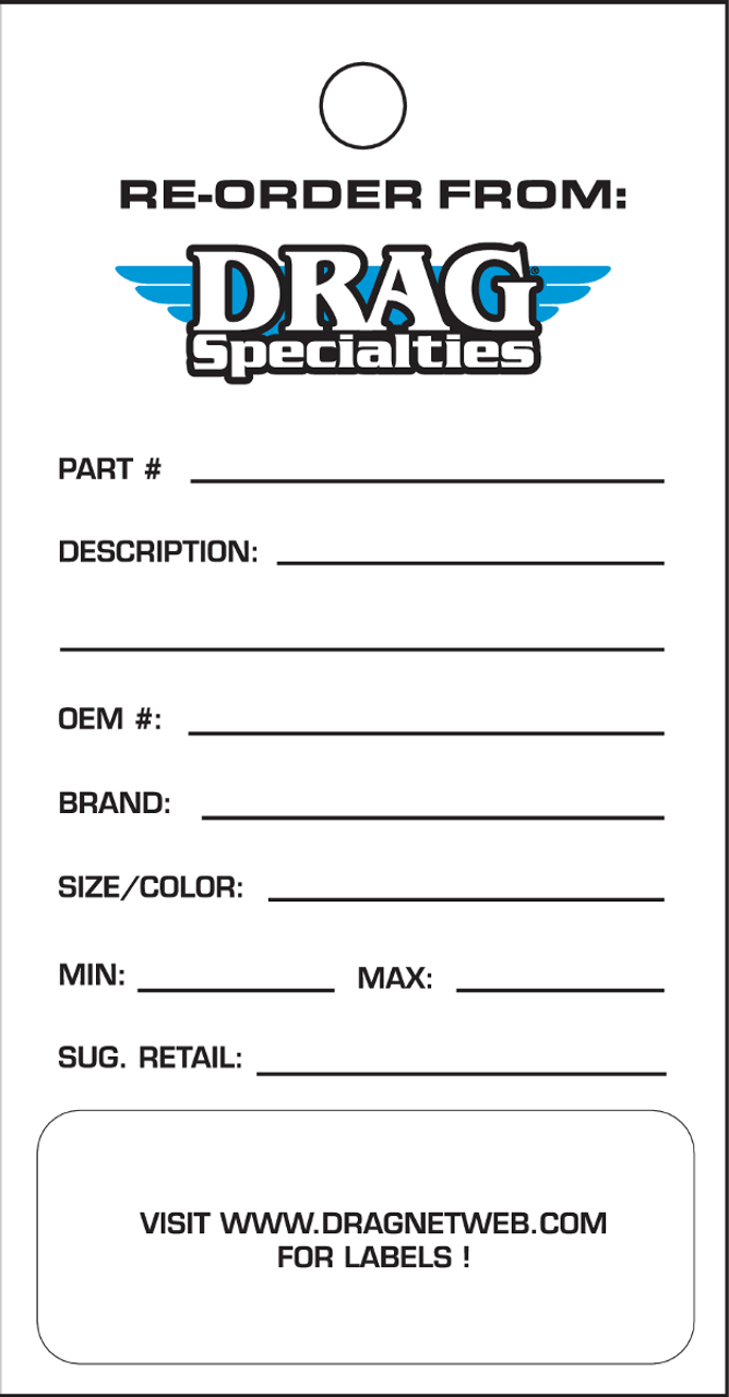 Drag Specialties Inventory Re-Order Tags