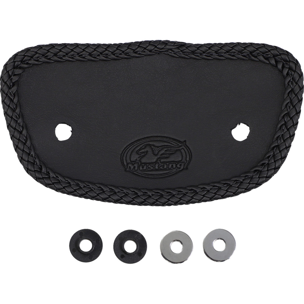Mustang #79602 - Wide Solo Seat - With Backrest - Black - Studded w/ Concho - FLH/FLT '08-'25