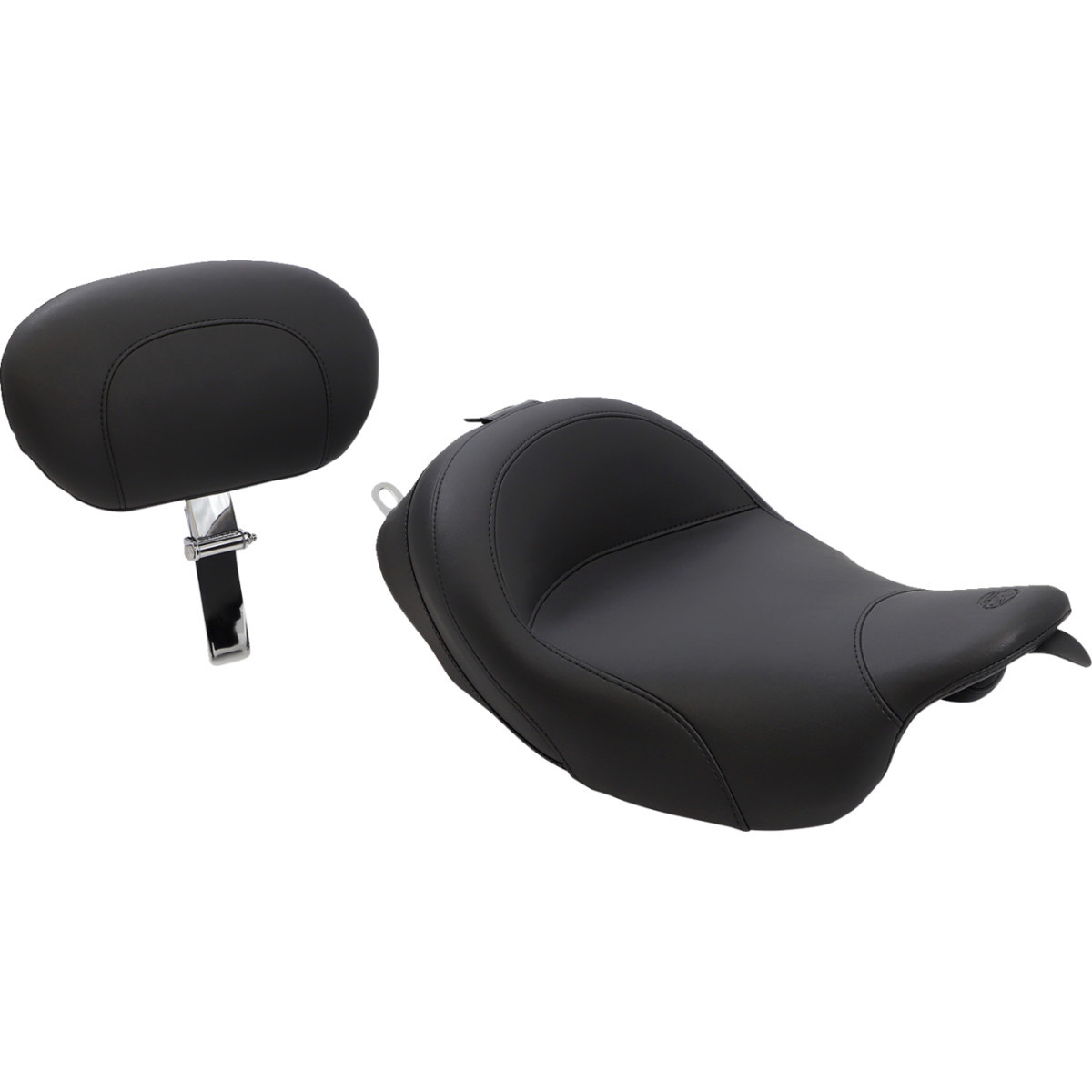 Mustang #79600 - Wide Solo Seat - With Backrest - Vintage - Black - Smooth - FL '08-'25