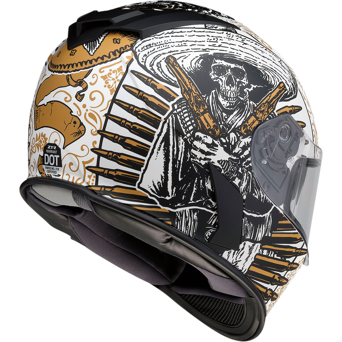 Z1R - Warrant Helmet - Sombrero - White/Gold - XS