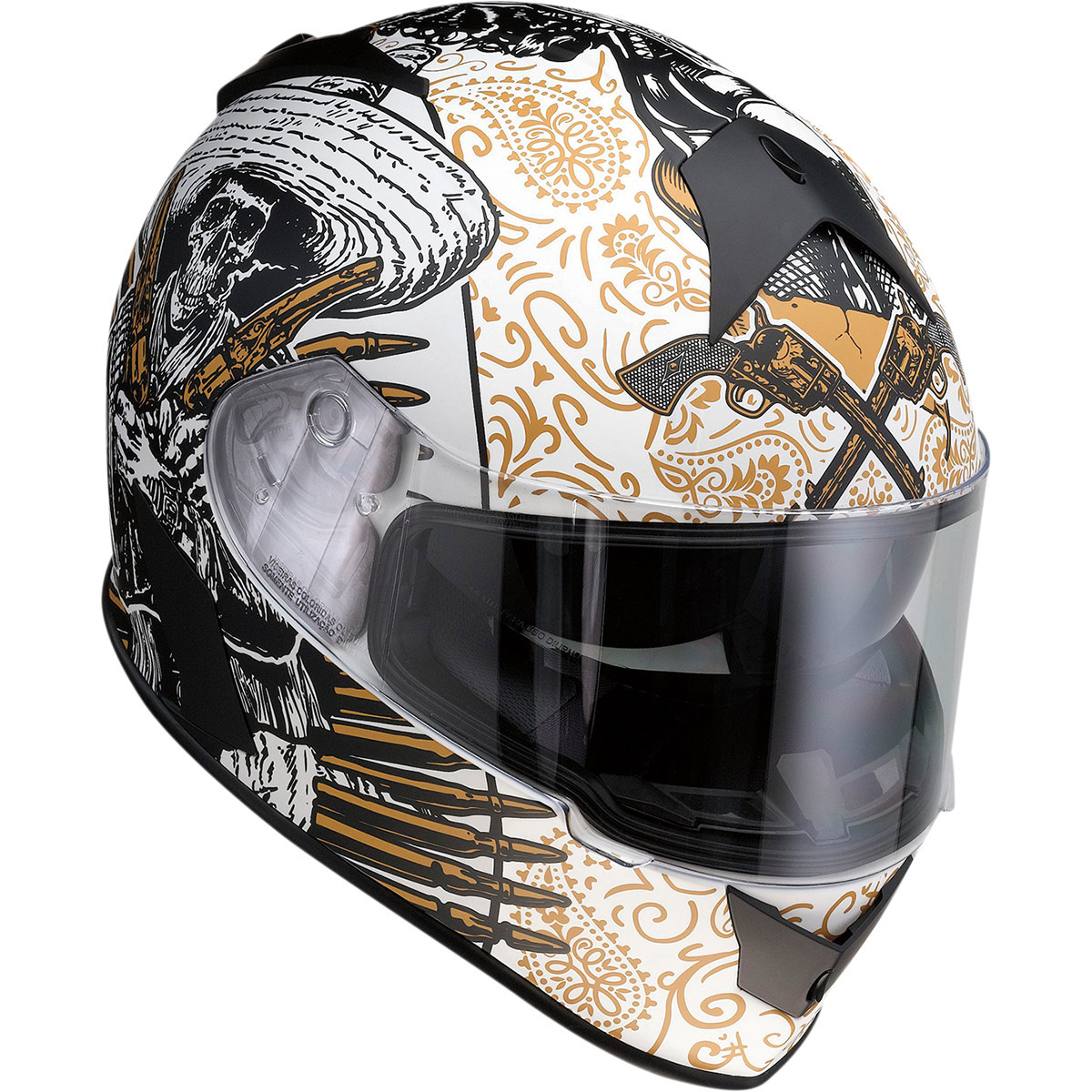Z1R - Warrant Helmet - Sombrero - White/Gold - XS