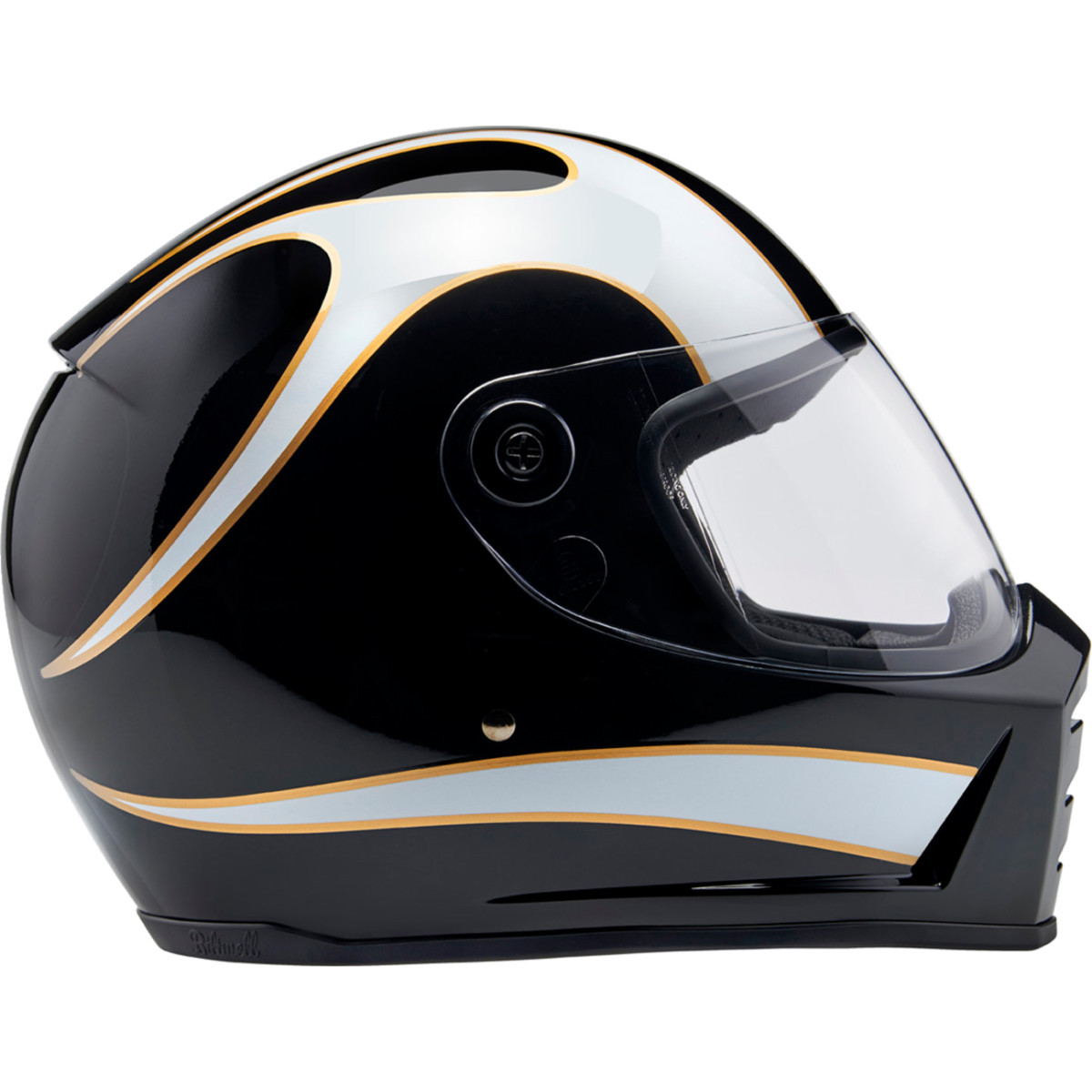 Biltwell #1004-570-501 - Lane Splitter Helmet - Gloss Black/White Flames - XS
