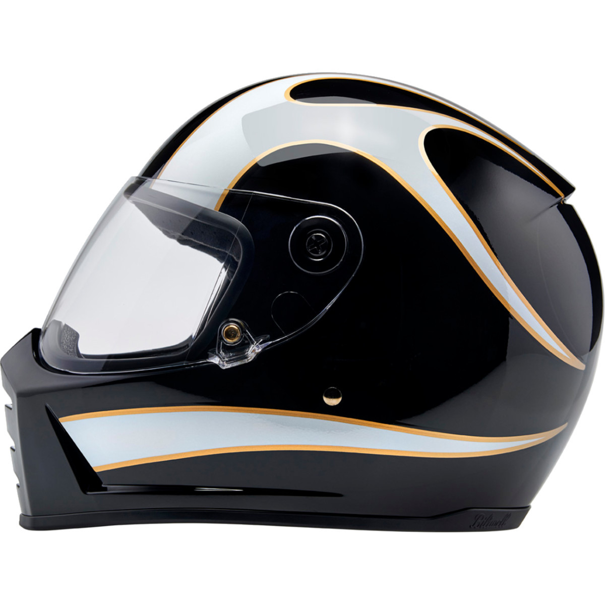 Biltwell #1004-570-502 - Lane Splitter Helmet - Gloss Black/White Flames - Small