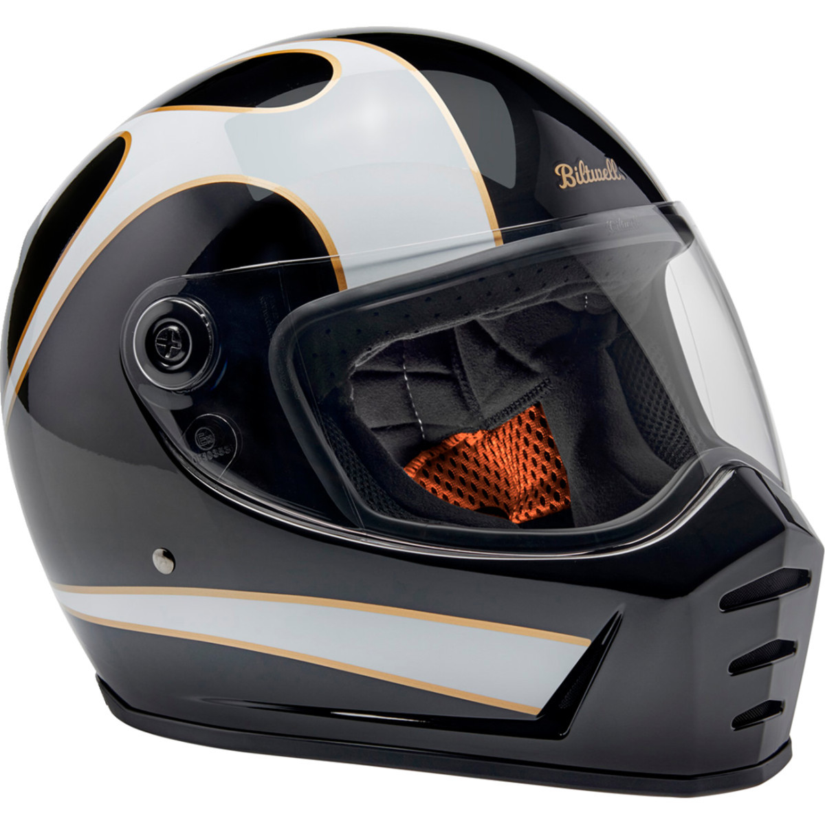 Biltwell #1004-570-503 - Lane Splitter Helmet - Gloss Black/White Flames - Medium