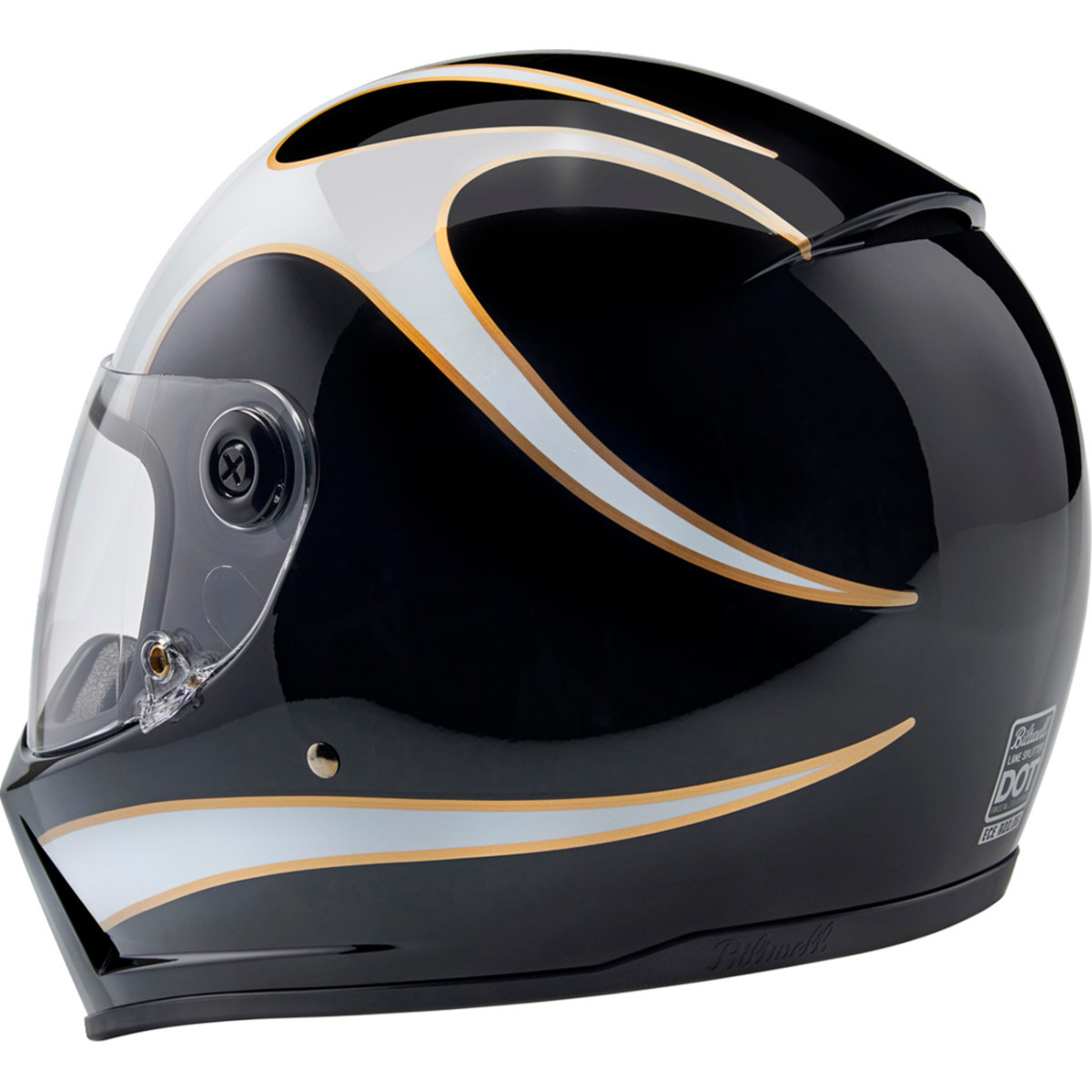 Biltwell #1004-570-503 - Lane Splitter Helmet - Gloss Black/White Flames - Medium