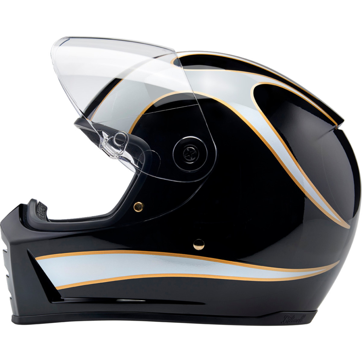 Biltwell #1004-570-506 - Lane Splitter Helmet - Gloss Black/White Flames - 2XL