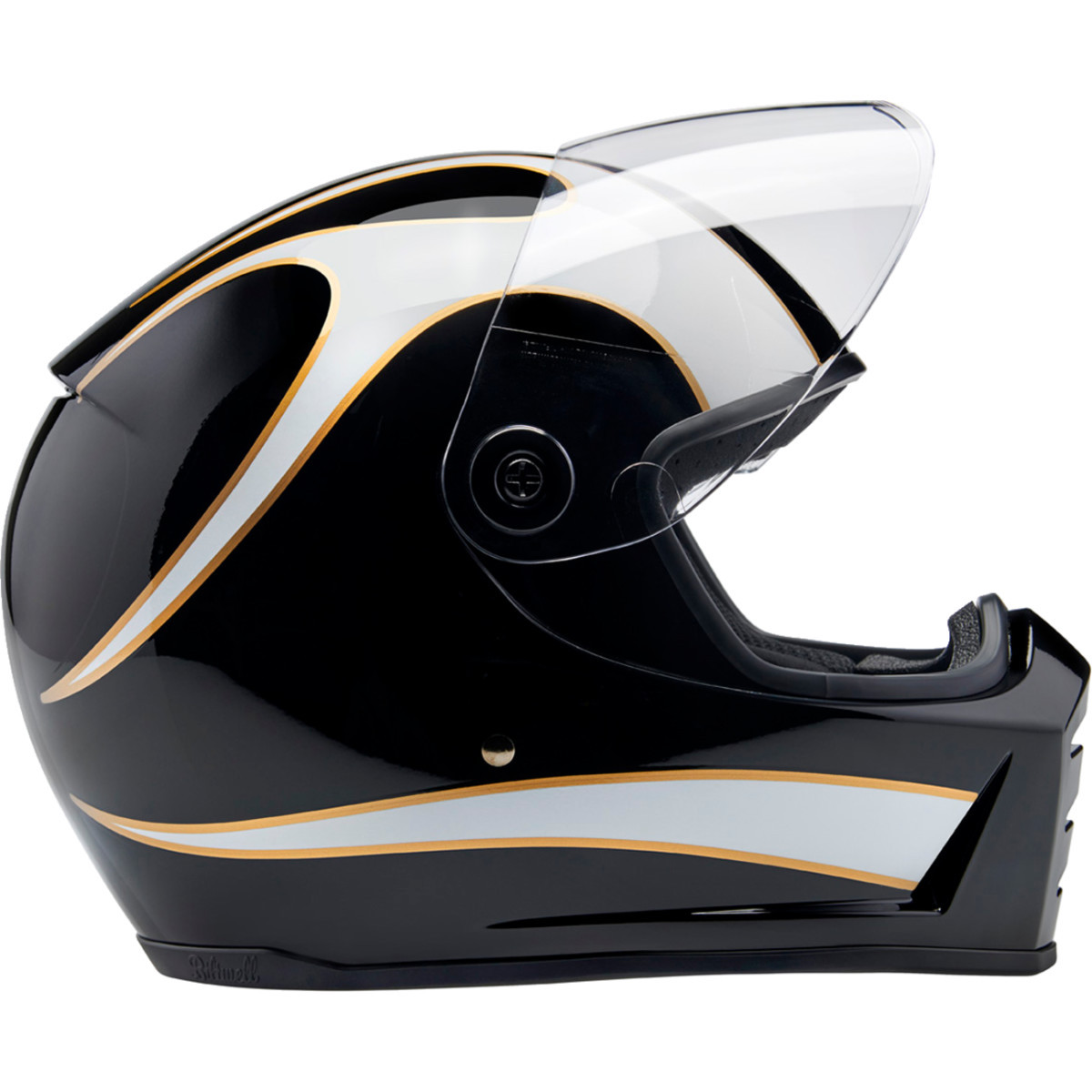 Biltwell #1004-570-506 - Lane Splitter Helmet - Gloss Black/White Flames - 2XL