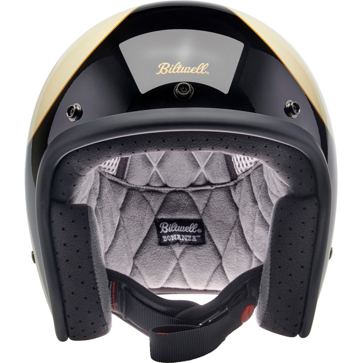 Biltwell #1001-559-202 - Bonanza Helmet - Gloss Vintage White/Black Scallop - Small