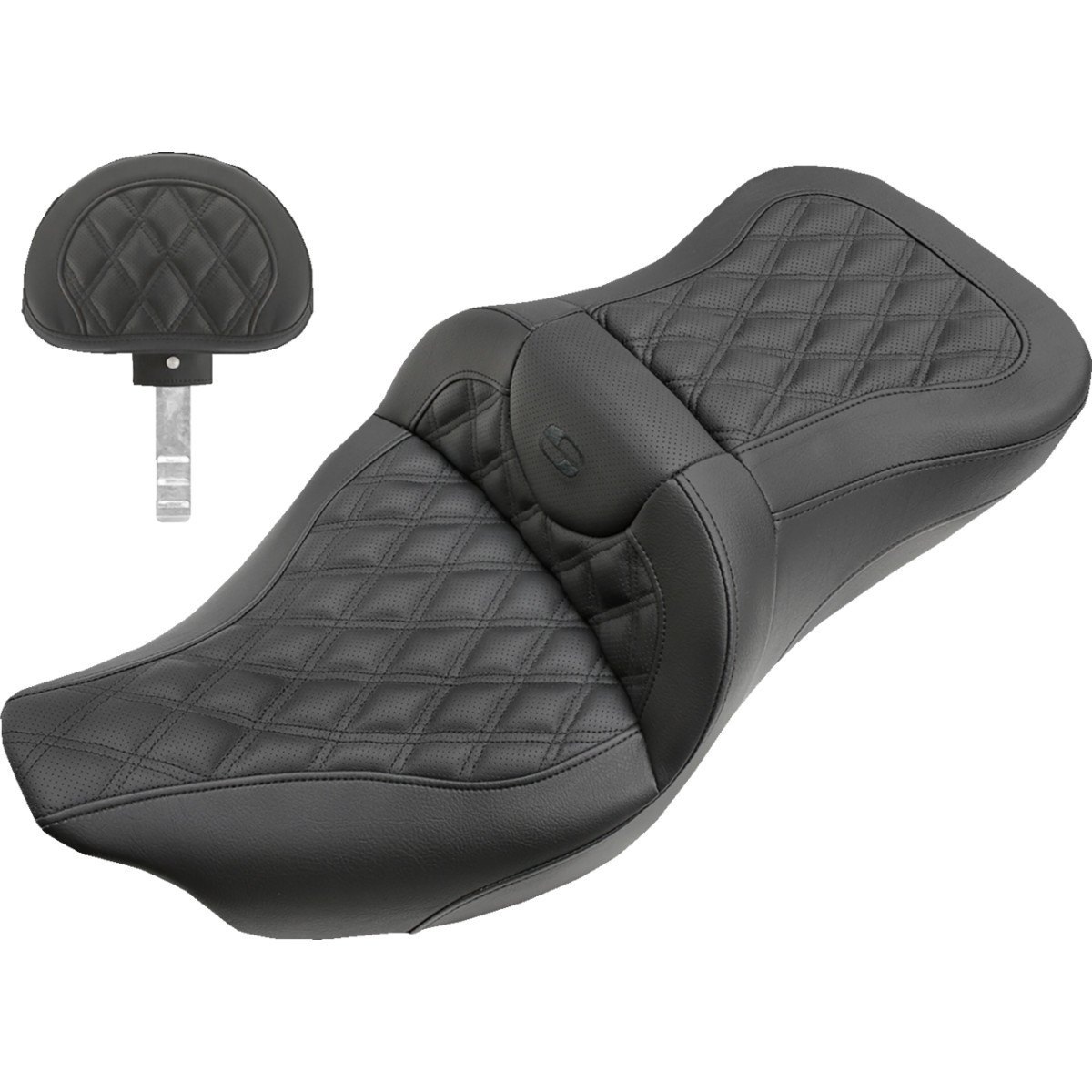 Saddlemen #808-07B-184BR - Extended Reach Roadsofa™ Seat - Lattice Stitched - Backrest - FL '08-'24