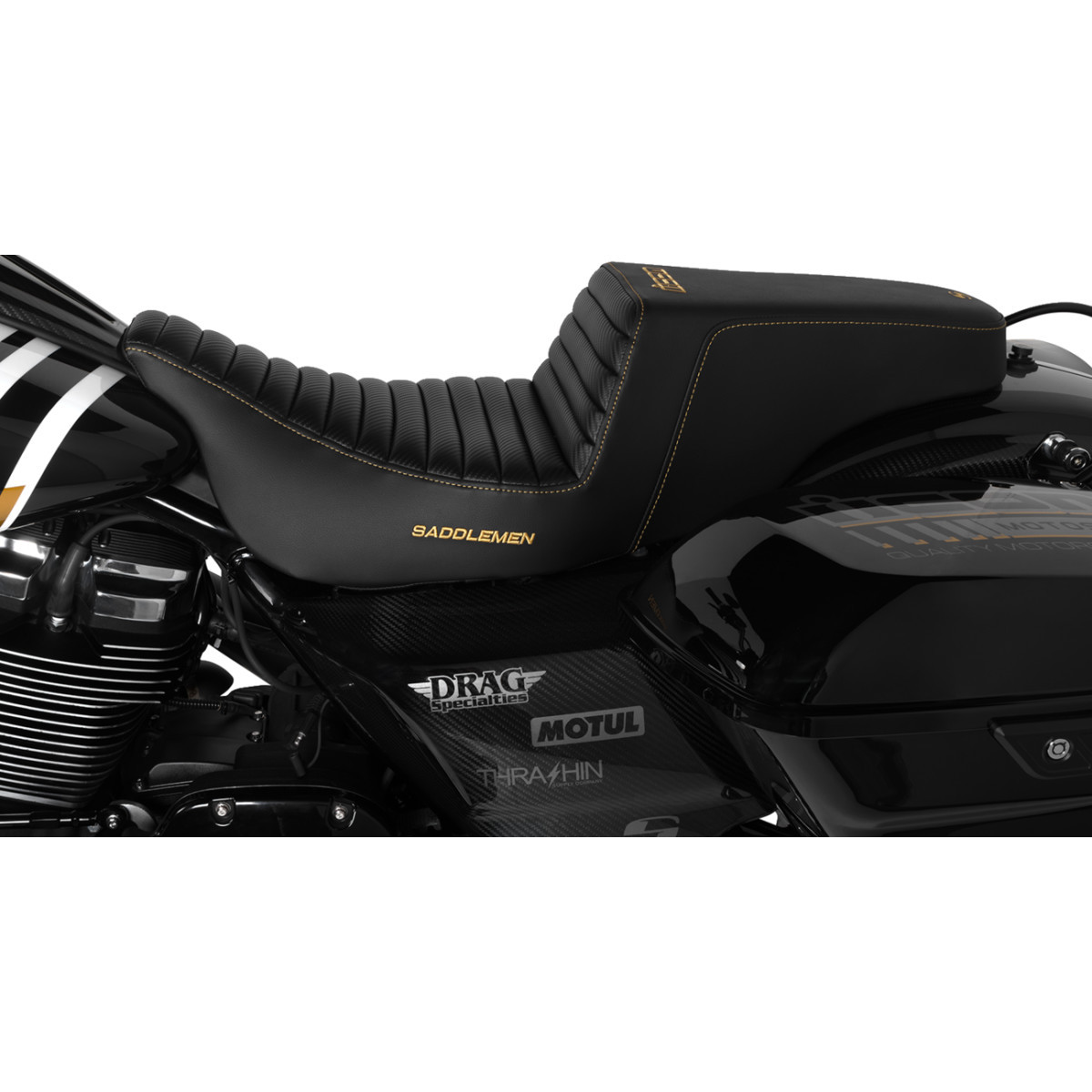 Saddlemen #808-07B-171 - Step-Up Seat - Front Tuck-n-Roll - Black - FL '08-'24