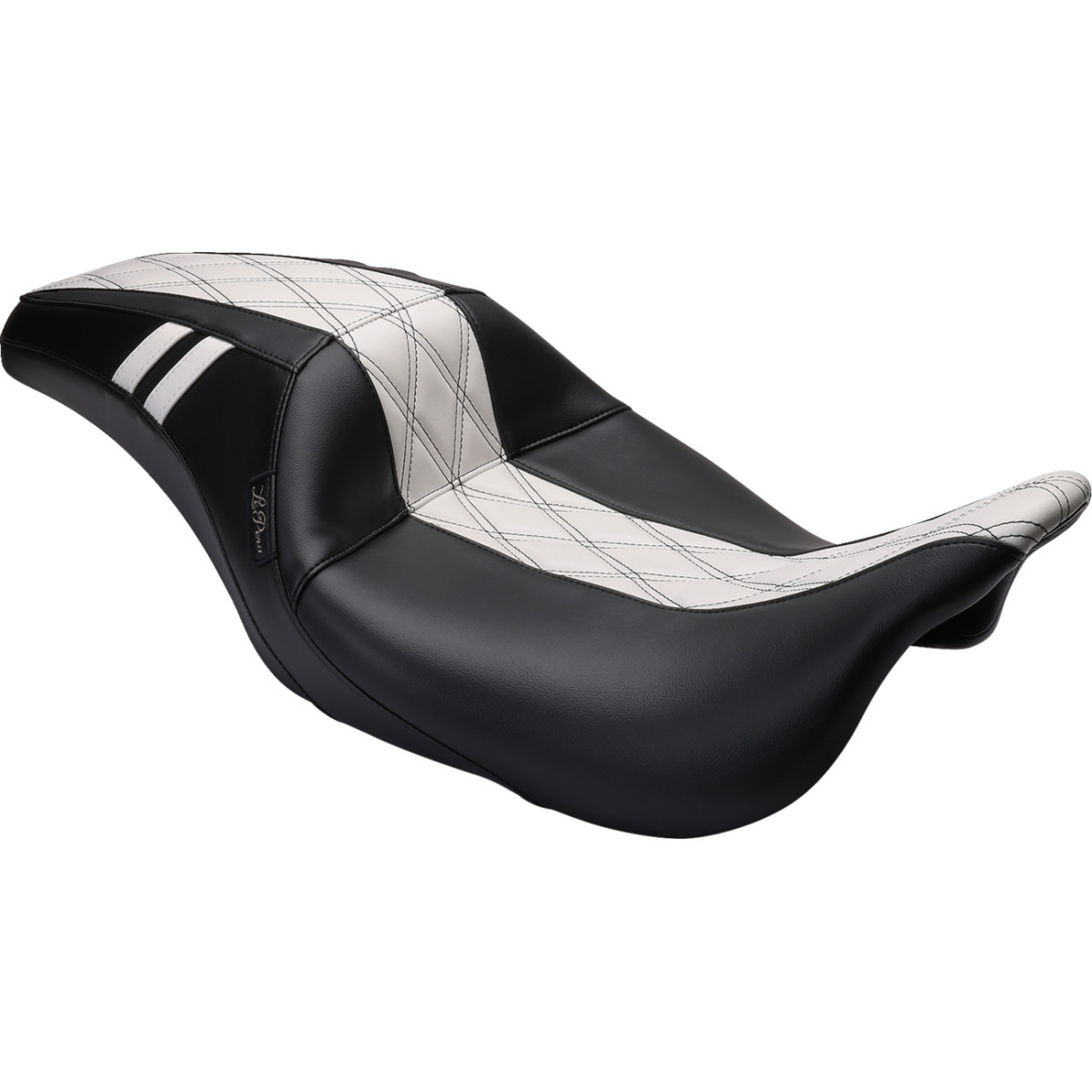 LE Pera #LK-987GT1 - Outcast GT Seat - Full-Length - w/o Backrest - Black Double Diamond w/White Inlay - FL '08-'23