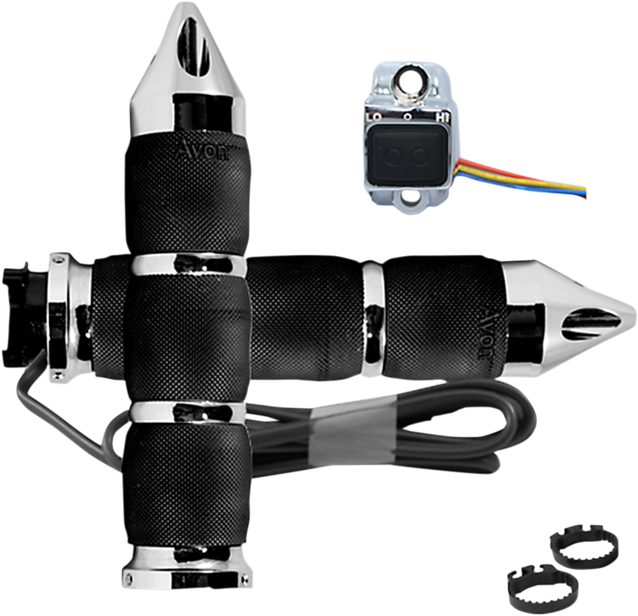 Grips - Heated - Air Cushion - Spike - Metric - Chrome - Lutzka's Garage