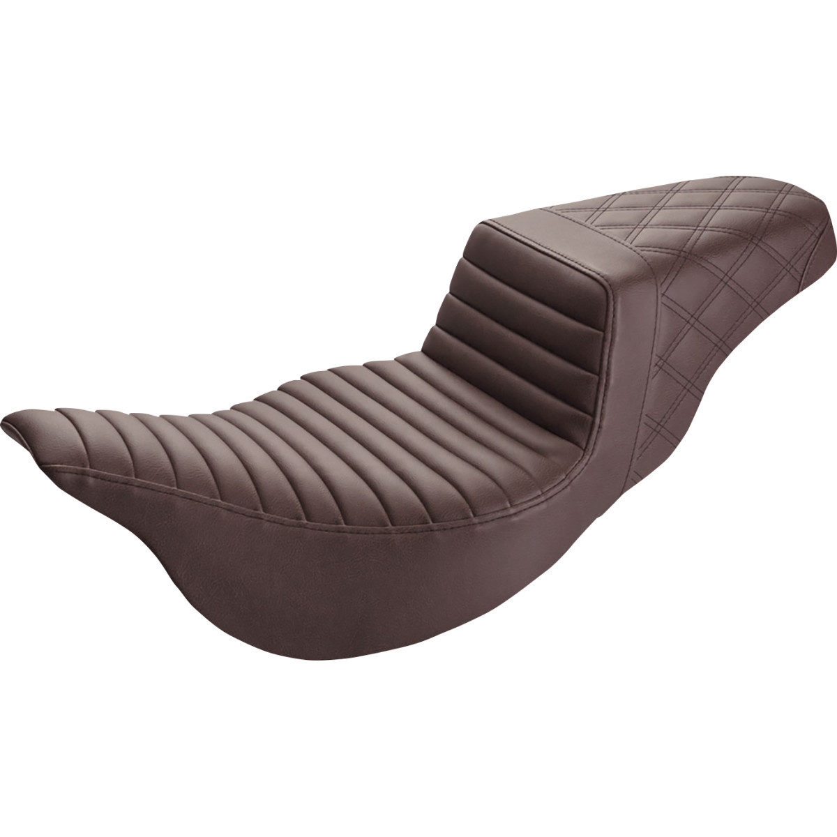 Saddlemen #808-07B-176BREX - Step-Up Seat - Extended Reach - Front Tuck-n-Roll/Rear Lattice Stitch - Brown - FL '08-'24