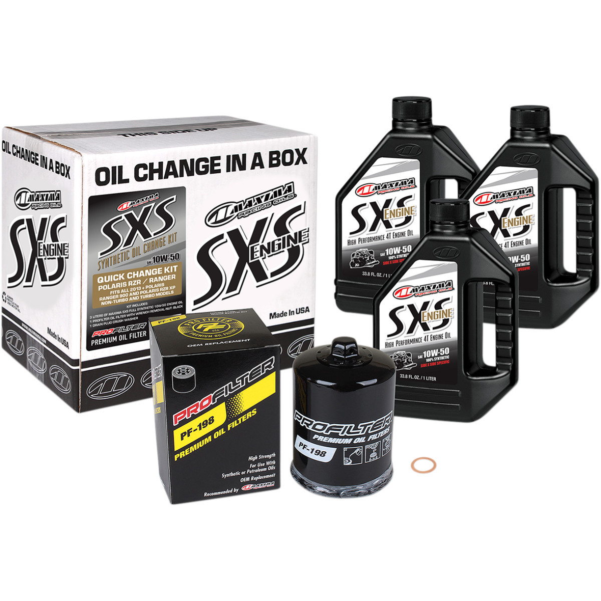 Maxima Racing OIL #90-219013 - SXS Synthetic Oil Change Kit - Polaris - 10W-50