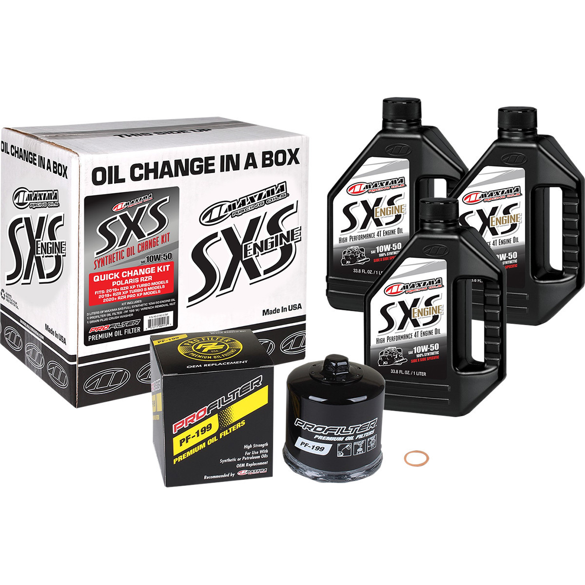 Maxima Racing OIL #90-219013-TXP - SXS Synthetic Oil Change Kit - Polaris Turbo - 10W-50